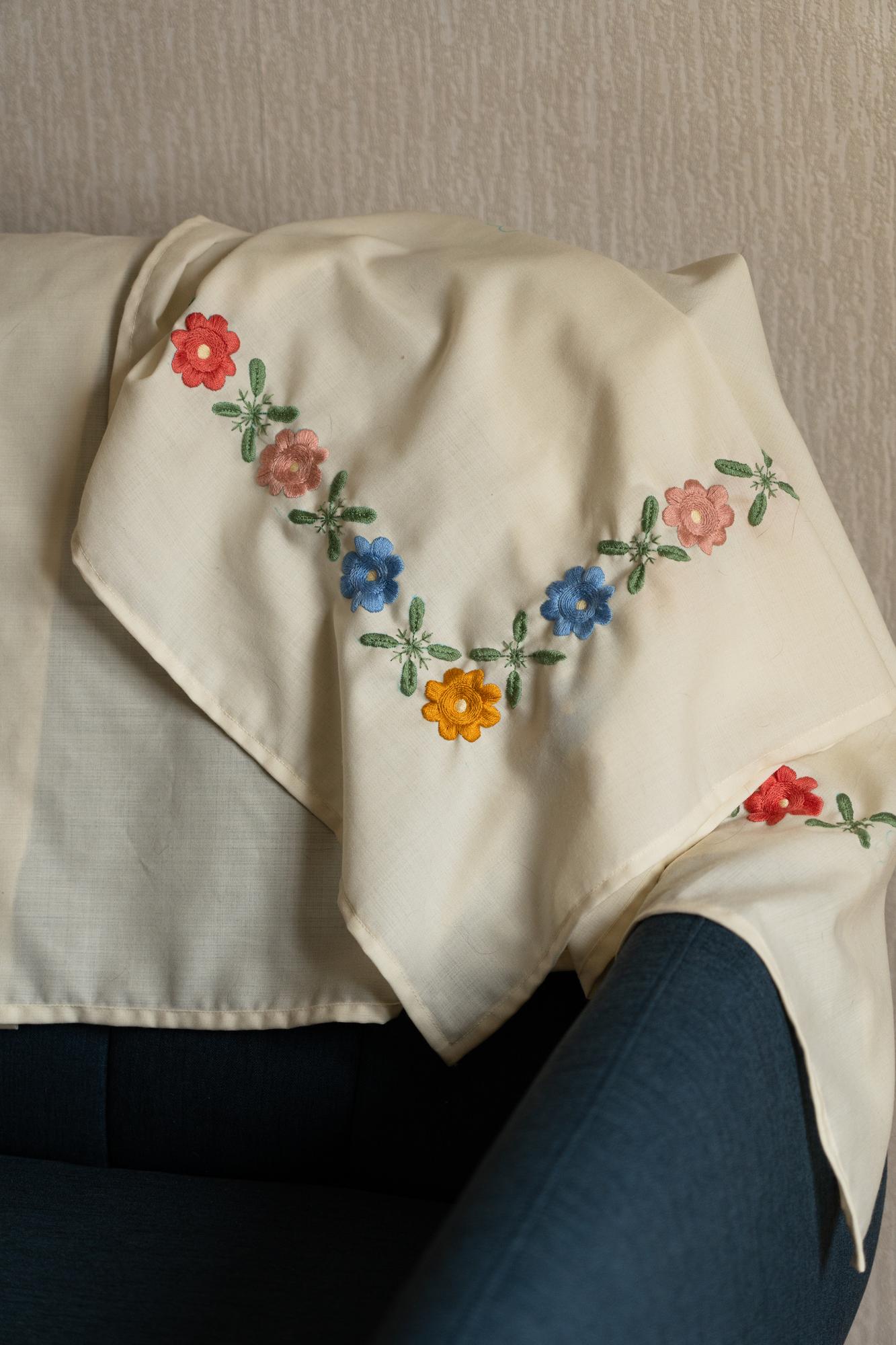 embroidered pocket detail on shirt